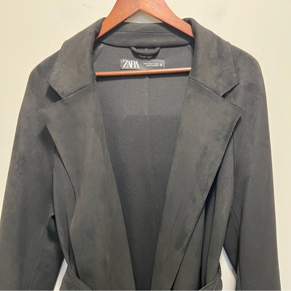 Zara Black Faux Suede Tie Front Jacket Size Medium - Picture 2 of 9